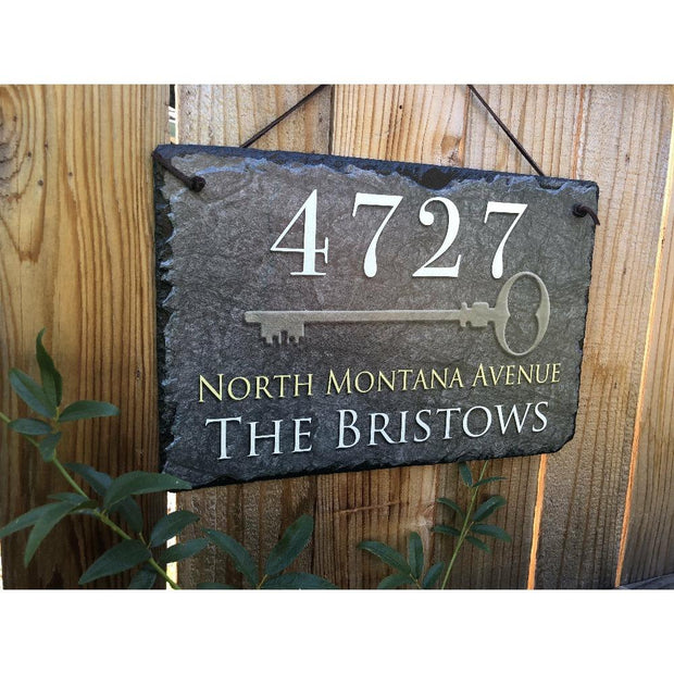 Customizable Slate Home Address House Sign - Key Plaque - Handmade and Personalized