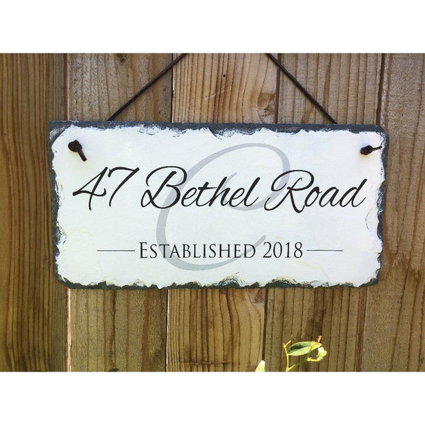 Customizable Slate Home Address House Sign - Name/Address with Established Date - Handmade and Personalized