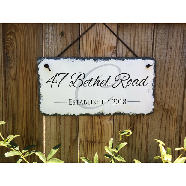 Customizable Slate Home Address House Sign - Name/Address with Established Date - Handmade and Personalized