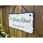 Customizable Slate Home Address House Sign - Name/Address with Established Date - Handmade and Personalized