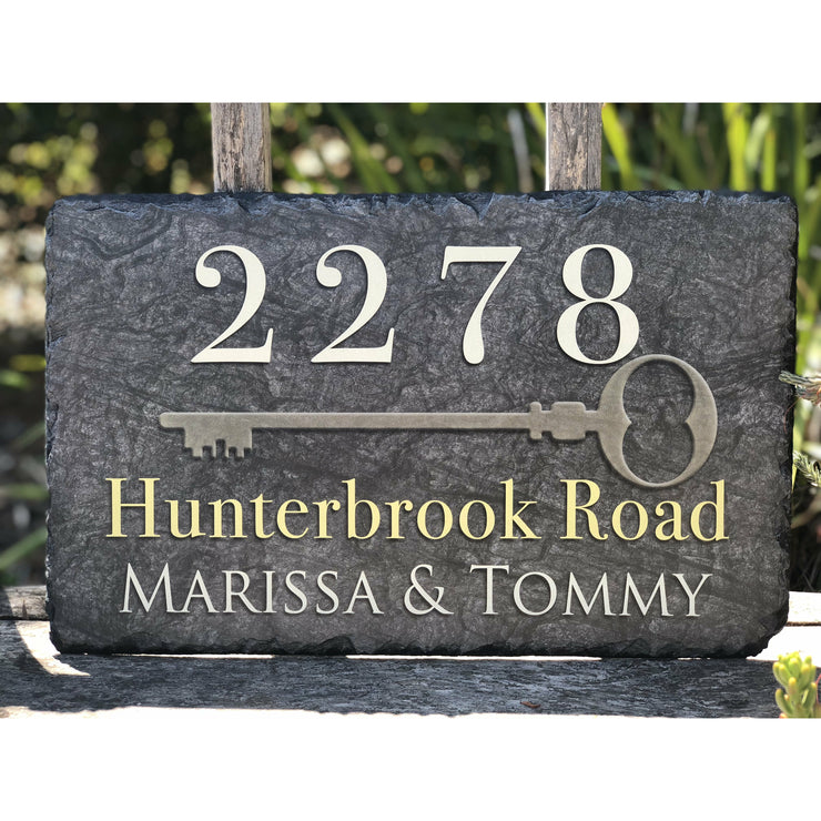 Customizable Slate Home Address House Sign - Key Plaque - Handmade and Personalized
