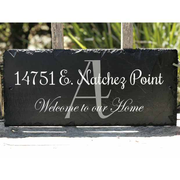 Customizable Slate Home Address House Sign - Welcome To Our Home - Handmade and Personalized