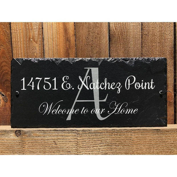 Customizable Slate Home Address House Sign - Welcome To Our Home - Handmade and Personalized