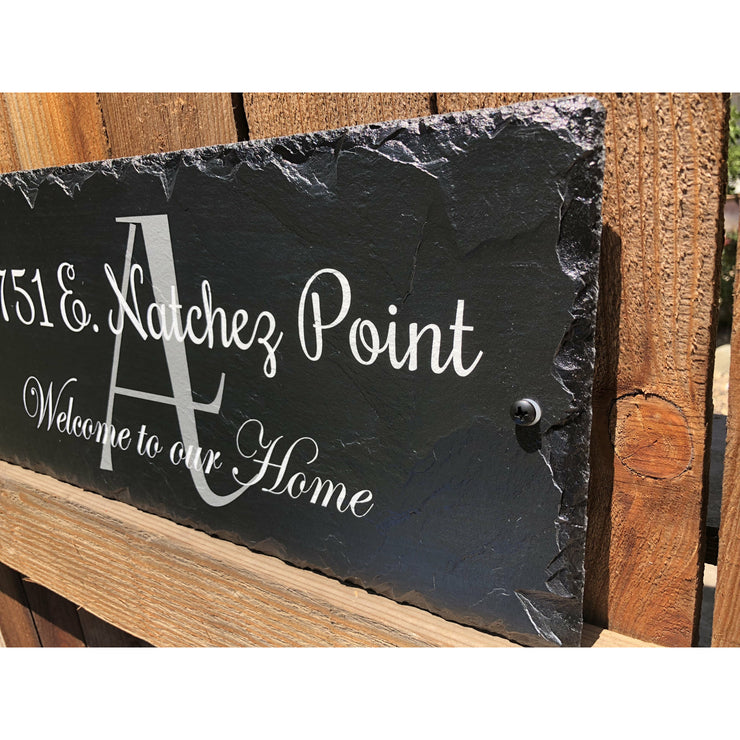Customizable Slate Home Address House Sign - Welcome To Our Home - Handmade and Personalized
