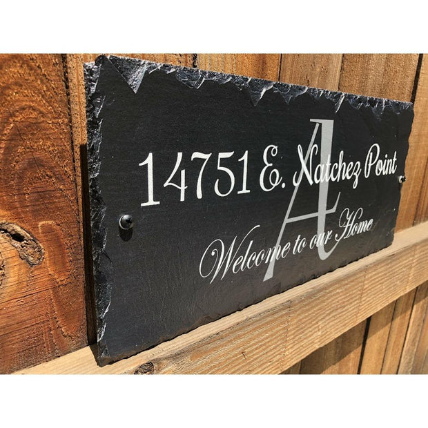 Customizable Slate Home Address House Sign - Welcome To Our Home - Handmade and Personalized