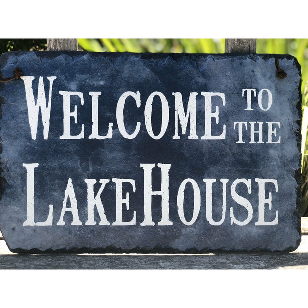 Handmade Slate House Sign - Welcome To The Lake House