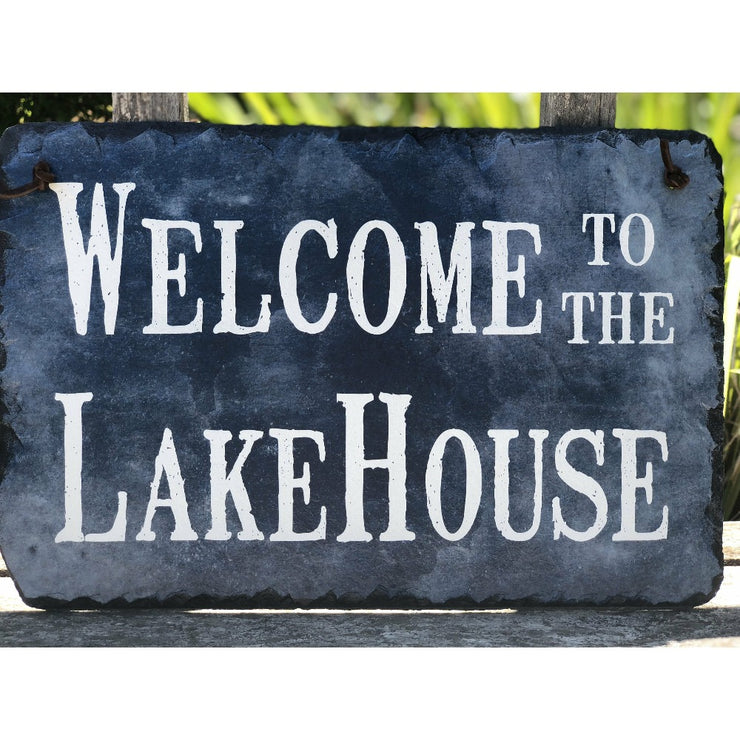 Handmade Slate House Sign - Welcome To The Lake House