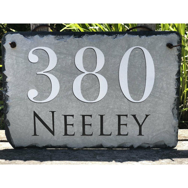 Customizable Slate Home Address House Sign - Light Grey - Handmade and Personalized