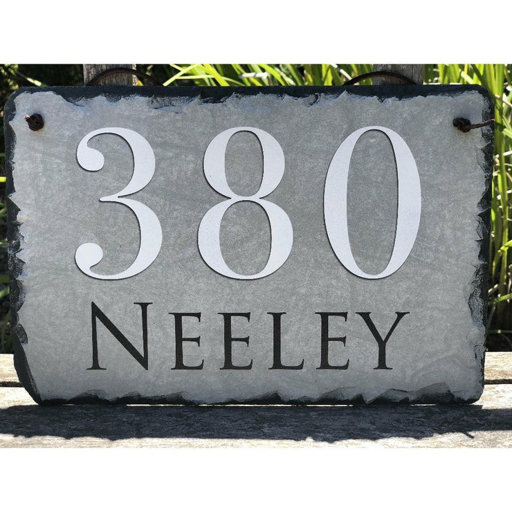 Customizable Slate Home Address House Sign - Light Grey - Handmade and Personalized
