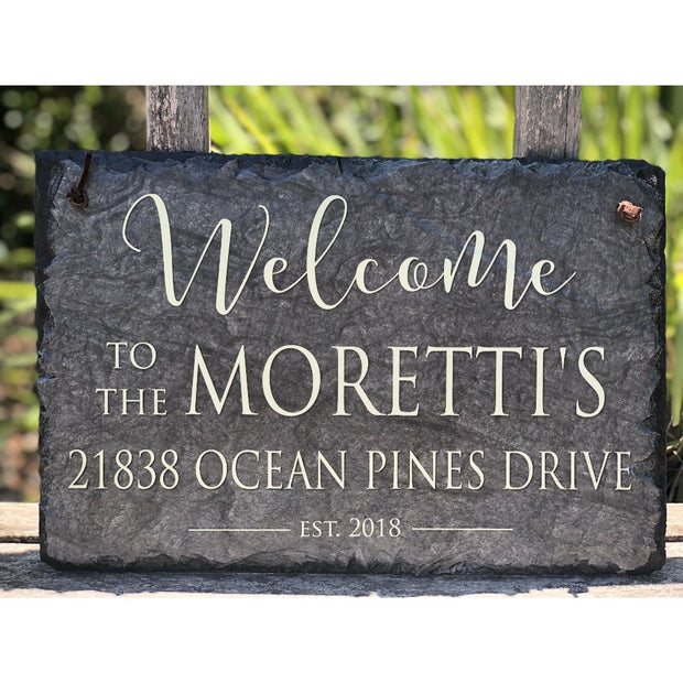 Customizable Slate Welcome Sign - Home Address Plaque - Handmade and Personalized