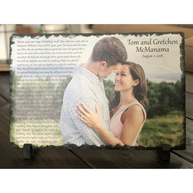 Customizable Slate Photograph - Handmade and Personalized Photo Plaque Color or B/W with your choice of text