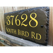 Customizable Slate Home Address House Sign - Gold or Silver Embossed Effect on Brown - Handmade and Personalized