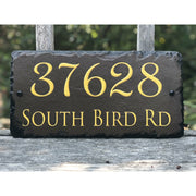 Customizable Slate Home Address House Sign - Gold or Silver Embossed Effect on Brown - Handmade and Personalized