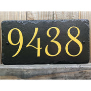 Customizable Slate Home Address House Number Sign - Gold or Silver Embossed Effect on Black - Handmade and Personalized