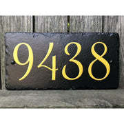 Customizable Slate Home Address House Number Sign - Gold or Silver Embossed Effect on Black - Handmade and Personalized