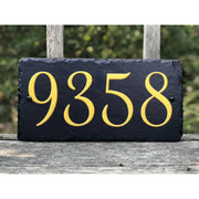 Customizable Slate Home Address House Number Sign - Gold or Silver Embossed Effecton Blue - Handmade and Personalized