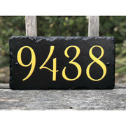 Customizable Slate Home Address House Number Sign - Gold or Silver Embossed Effect on Black - Handmade and Personalized