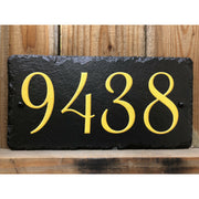 Customizable Slate Home Address House Number Sign - Gold or Silver Embossed Effect on Black - Handmade and Personalized