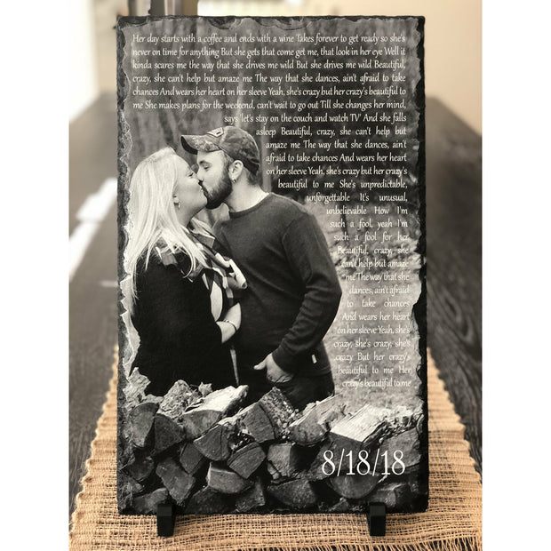 Customizable Slate Photograph - Handmade and Personalized Photo Plaque Color or B/W with your choice of text