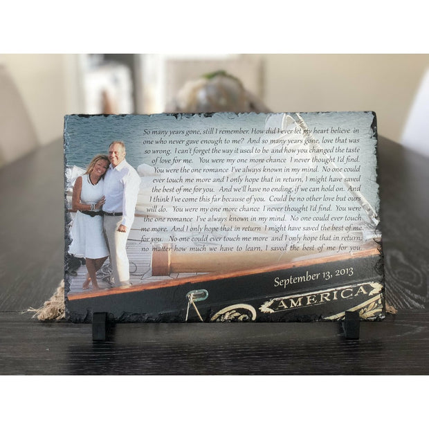 Customizable Slate Photograph - Handmade and Personalized Photo Plaque Color or B/W with your choice of text