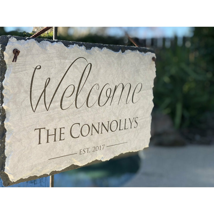 Customizable Slate Welcome Sign - Home Address Plaque - Handmade and Personalized