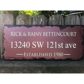 Customizable Burgundy Slate Home Address House Sign - Name, Address,...