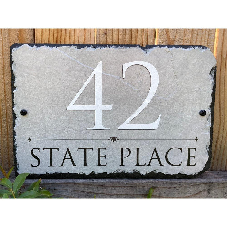Customizable Slate Home Address House Sign - Light Grey - Handmade and Personalized