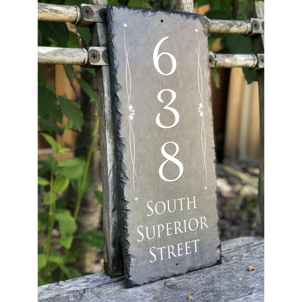 Customizable Slate House Number Sign - Tall House Number Plaque - Handmade and Personalized