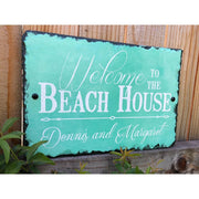 Customizable Slate House Sign - Welcome To The Beach House Plaque - Handmade and Personalized