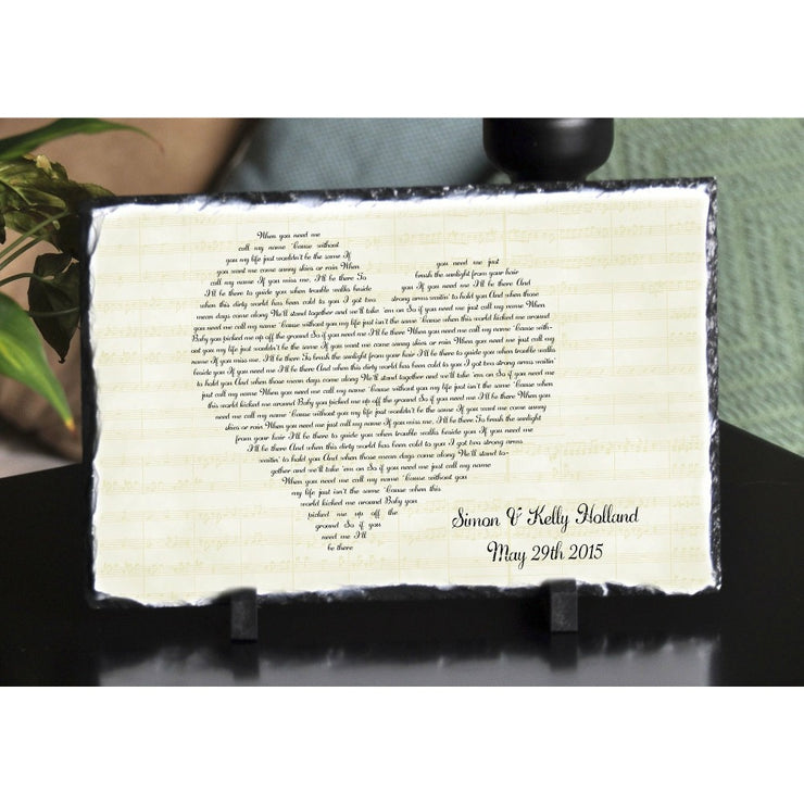Handmade and Customizable Slate Song Lyric Sign - Heart Lyric Plaque - Sassy Squirrel Ink