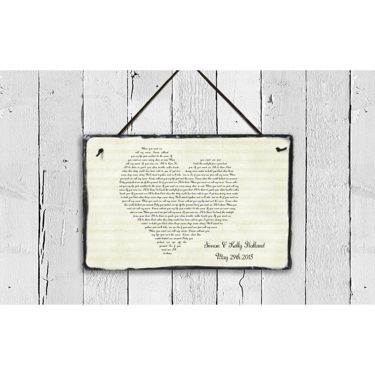 Handmade and Customizable Slate Song Lyric Sign - Heart Lyric Plaque - Sassy Squirrel Ink