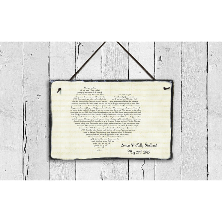 Handmade and Customizable Slate Song Lyric Sign - Heart Lyric Plaque - Sassy Squirrel Ink