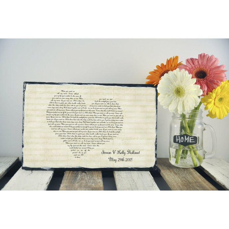 Handmade and Customizable Slate Song Lyric Sign - Heart Lyric Plaque - Sassy Squirrel Ink