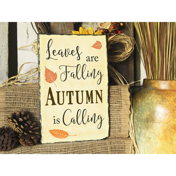 Handmade and Customizable Slate Home Sign - Leaves are Falling - Sassy Squirrel Ink