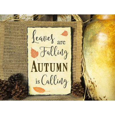 Handmade and Customizable Slate Home Sign - Leaves are Falling - Sassy Squirrel Ink