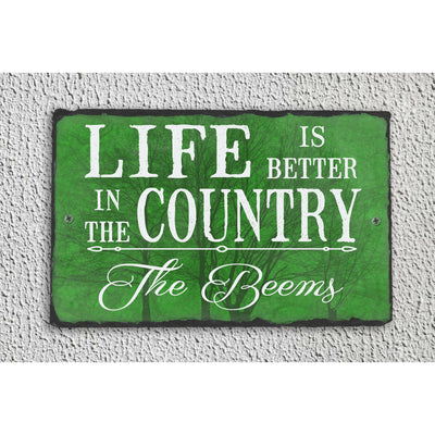Handmade and Customizable Slate Home Sign - Personalized Life is Better in the Country Plaque - Sassy Squirrel Ink