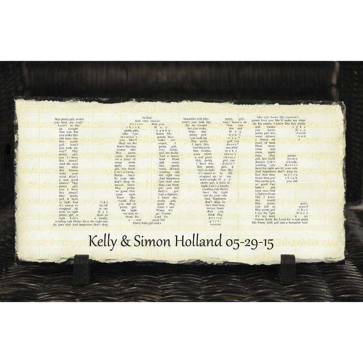 Handmade and Customizable Slate Song Lyric Sign - Love Lyric Plaque - Sassy Squirrel Ink