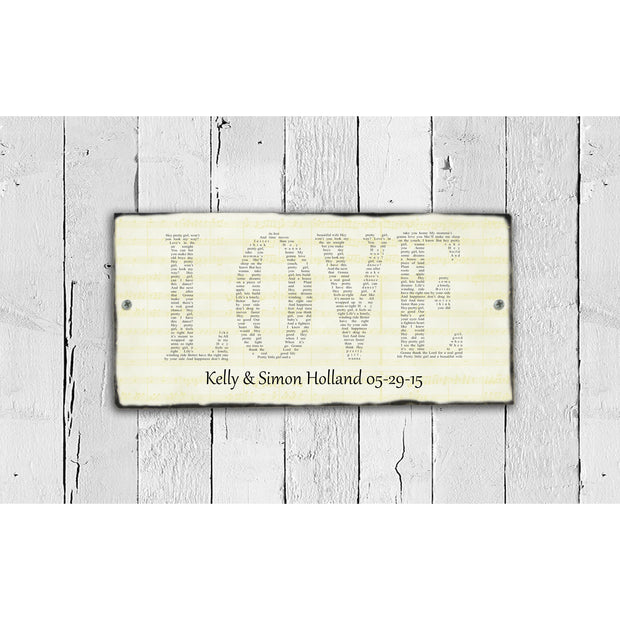 Handmade and Customizable Slate Song Lyric Sign - Love Lyric Plaque - Sassy Squirrel Ink