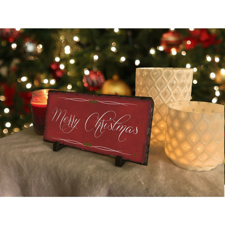 Handmade and Customizable Slate Holiday Address Sign - Merry Christmas Plaque - Sassy Squirrel Ink