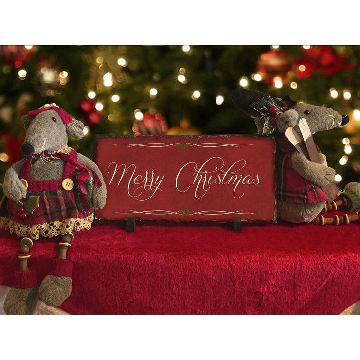 Handmade and Customizable Slate Holiday Address Sign - Merry Christmas Plaque - Sassy Squirrel Ink