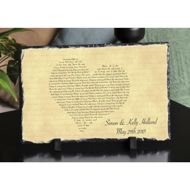 Handmade and Customizable Slate Song Lyric Sign - Heart Lyric Plaque - Sassy Squirrel Ink