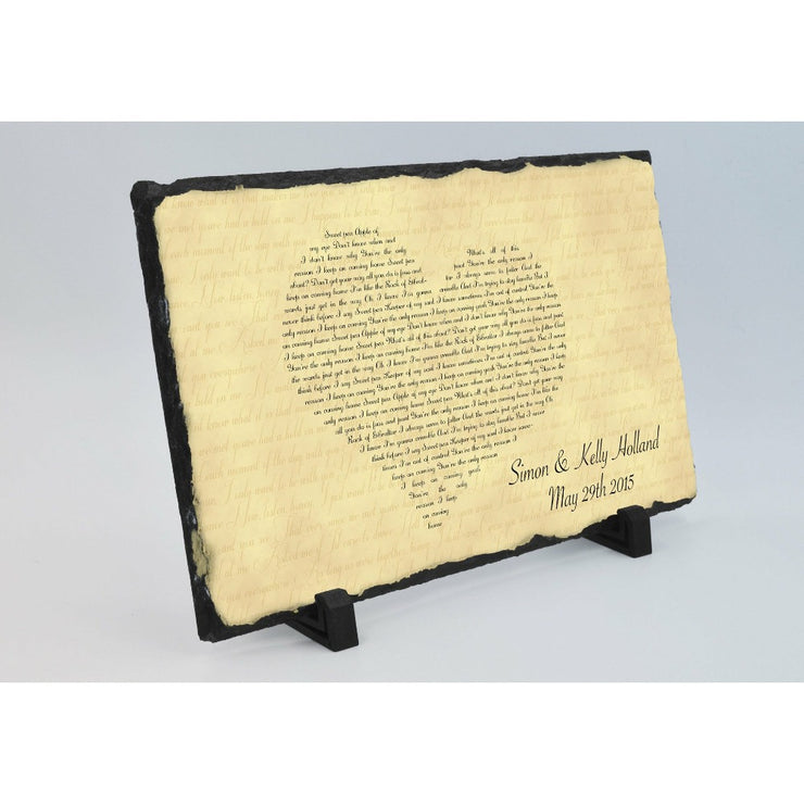 Handmade and Customizable Slate Song Lyric Sign - Heart Lyric Plaque - Sassy Squirrel Ink