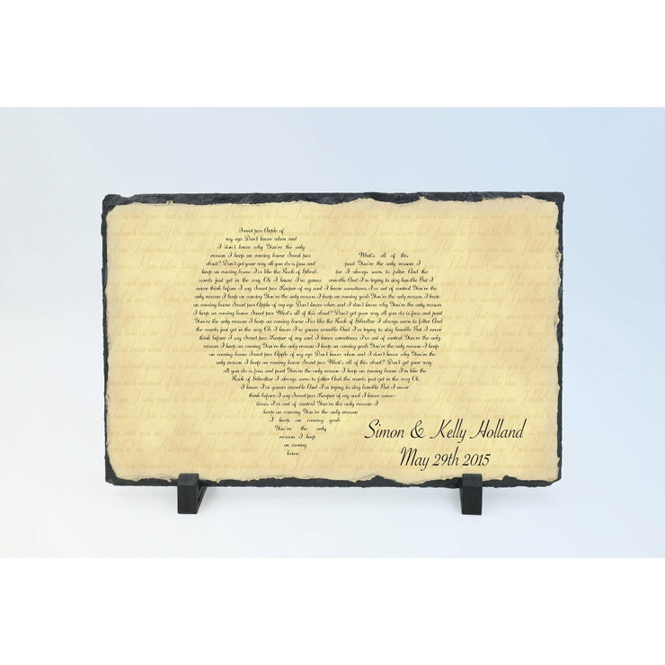 Handmade and Customizable Slate Song Lyric Sign - Heart Lyric Plaque - Sassy Squirrel Ink