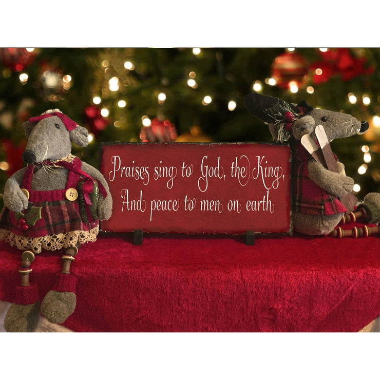 Handmade and Customizable Slate Holiday Sign - Praises Sing to God - Sassy Squirrel Ink