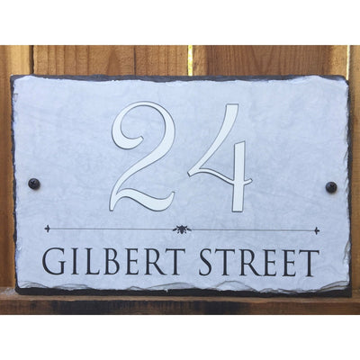 Customizable Slate Home Address House Sign - Light Grey - Handmade and Personalized