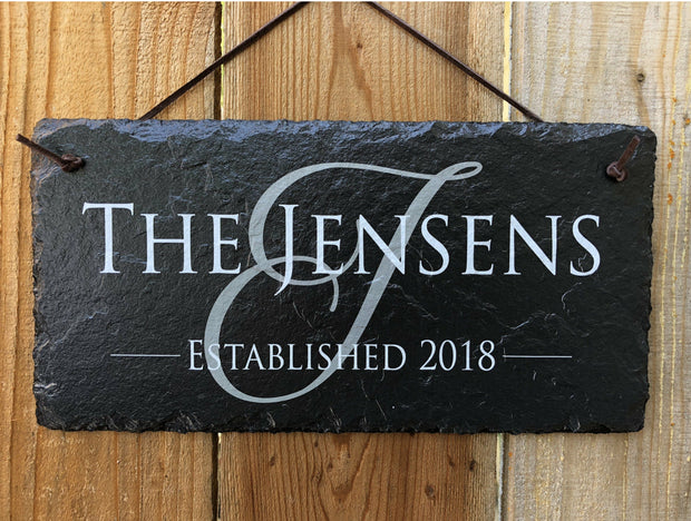 Customizable Slate Home Address House Sign - Name/Address with Established Date - Handmade and Personalized