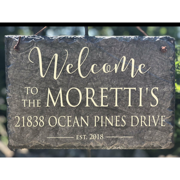 Customizable Slate Welcome Sign - Home Address Plaque - Handmade and Personalized