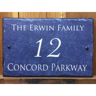 Customizable Blue Slate Home Address House Sign Handmade and Personalized