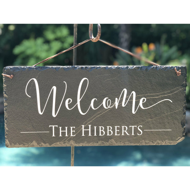 Customizable Slate Welcome Sign - Handmade and Personalized