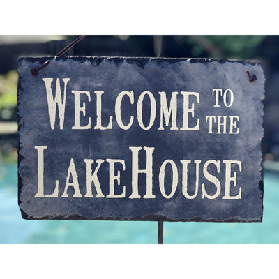 Handmade Slate House Sign - Welcome To The Lake House